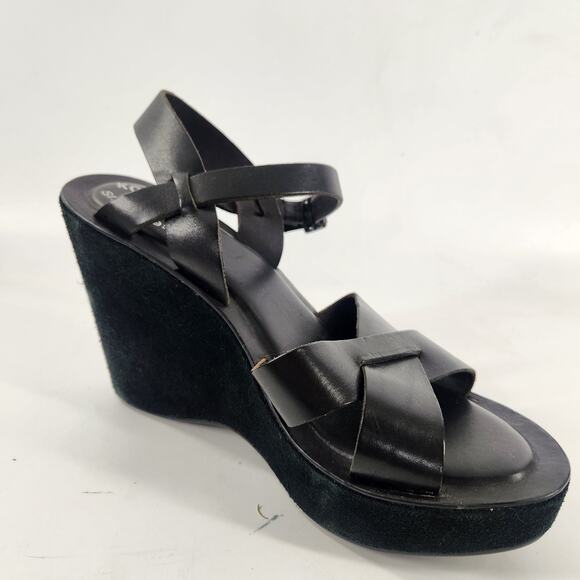 Kork-Ease Ava 2.0 Platform Wedge Sandal US 10 EU 42 Black Leather Comfort Luxe - Picture 1 of 9